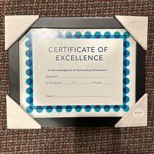 NWT 8.5x11 Framed Certificate